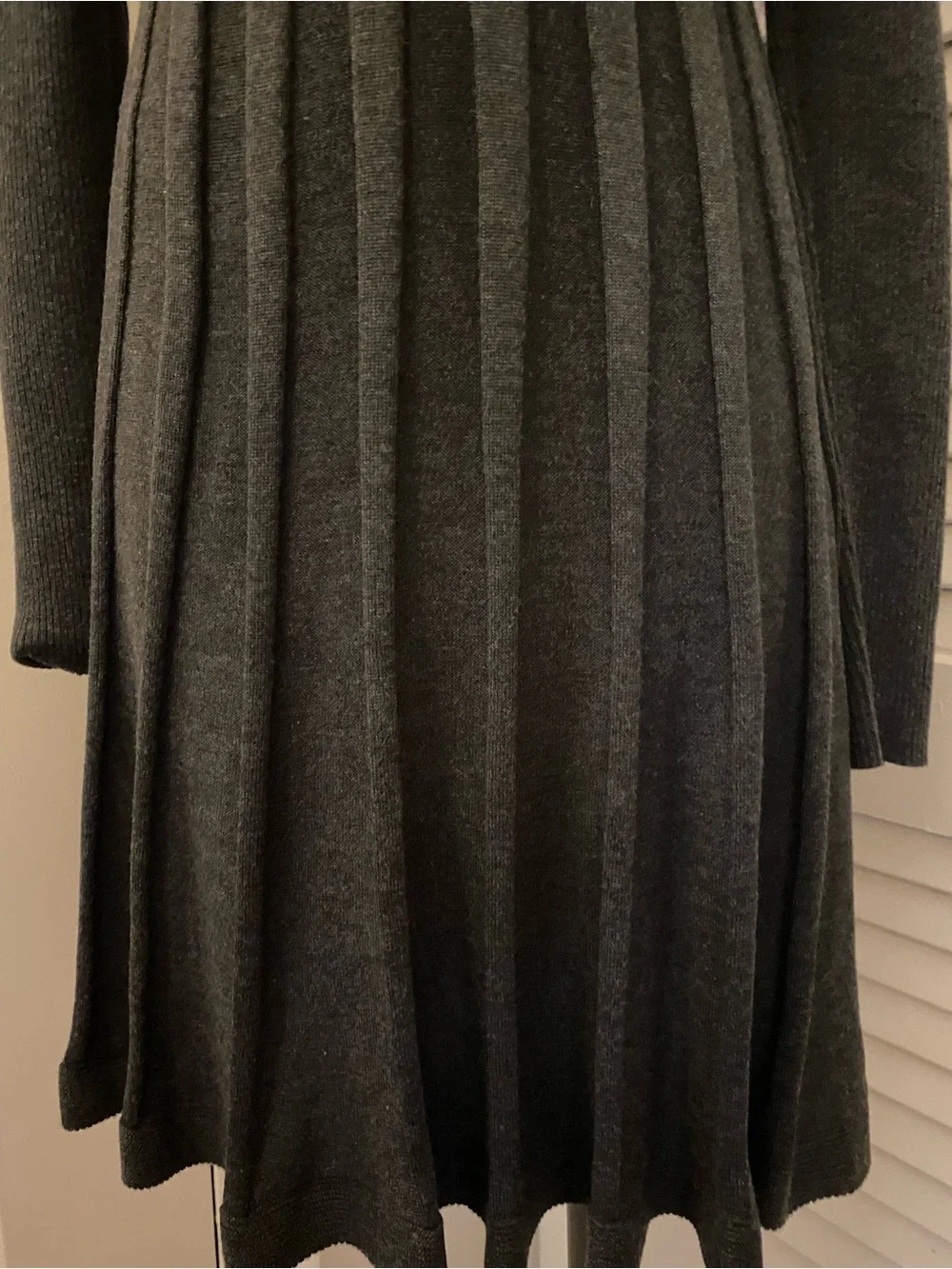 Calvin Klein Charcoal Gray Long-Sleeve Turtleneck Fit-and-Flare Dress- Size M